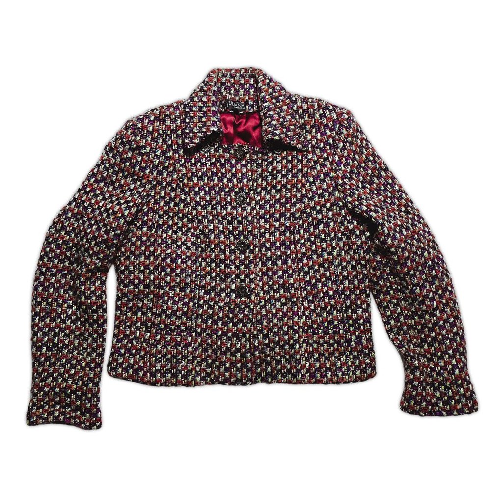 Juliana Collezione Women's Confetti Burgundy Blazer - Size 8